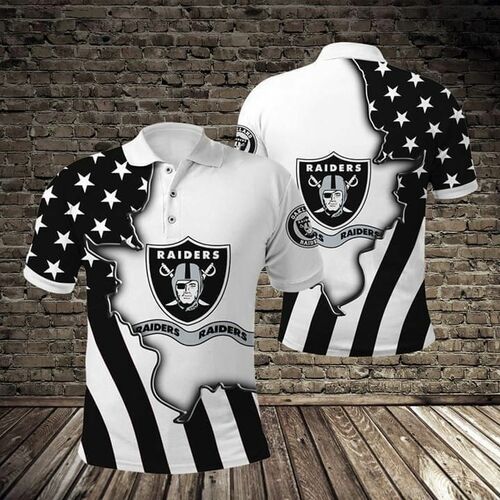 Oakland Raiders Button Up Polo Shirt New Style 