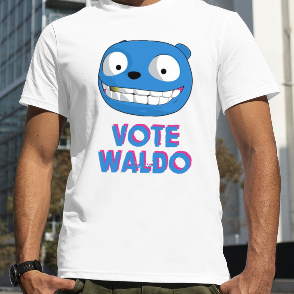 Vote Waldo Cartoon Face Black Mirror shirt