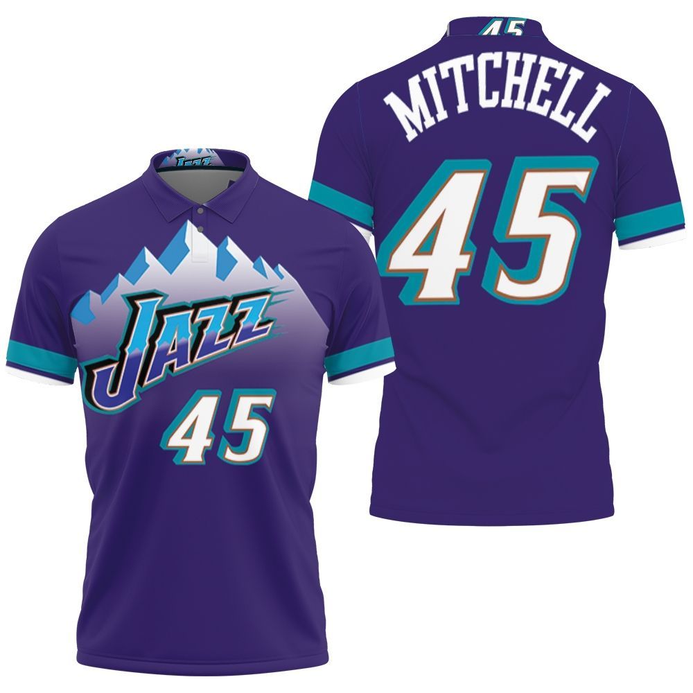 Donovan Mitchell Utah Jazz Purple Jersey Inspired Style Polo Shirt All Over Print Shirt 3d T-shirt