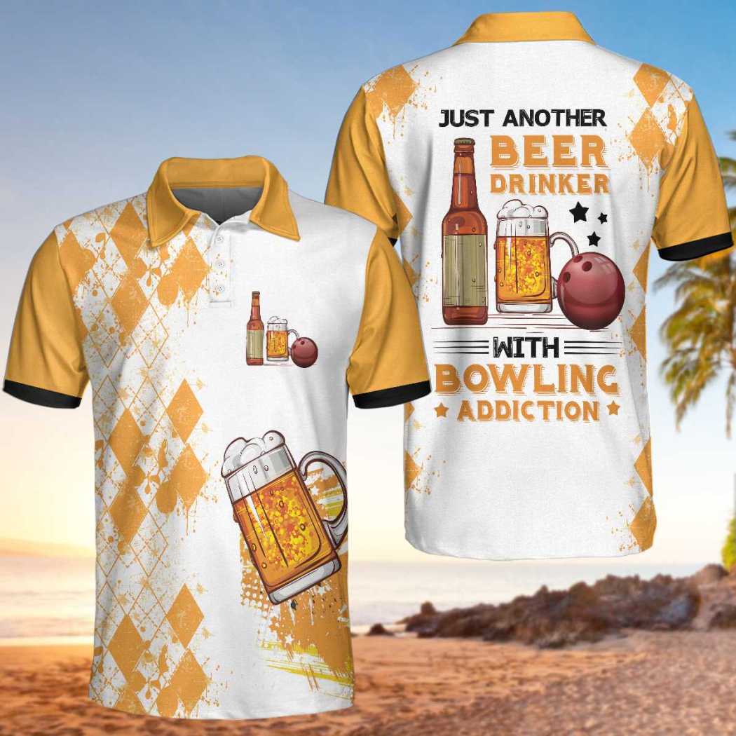 Just Another Beer Drinker With Bowling Addiction Polo Shirt, Polo Shirts For Men And Women