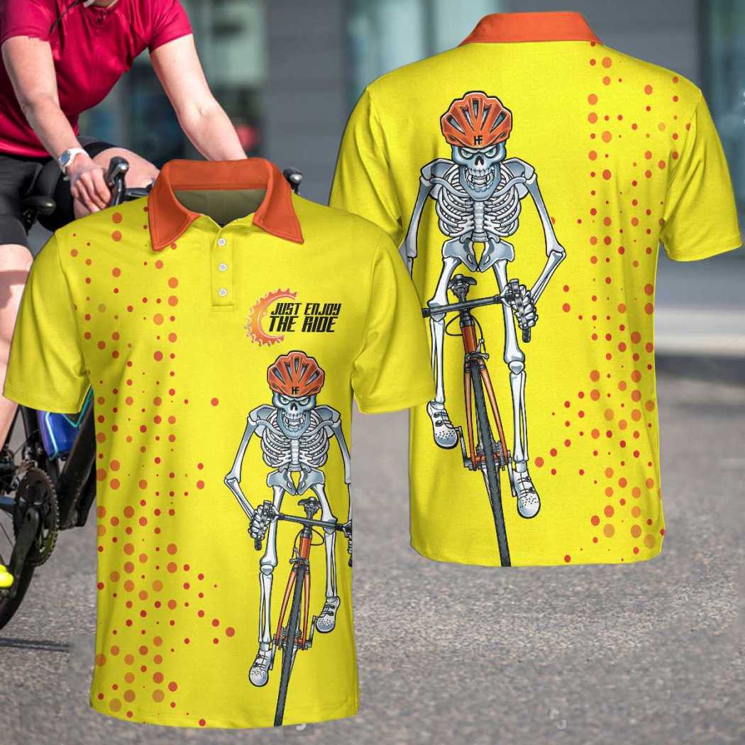 Just Enjoy The Ride Short Sleeve Polo Shirt, Yellow Polo Shirt For Men And Women