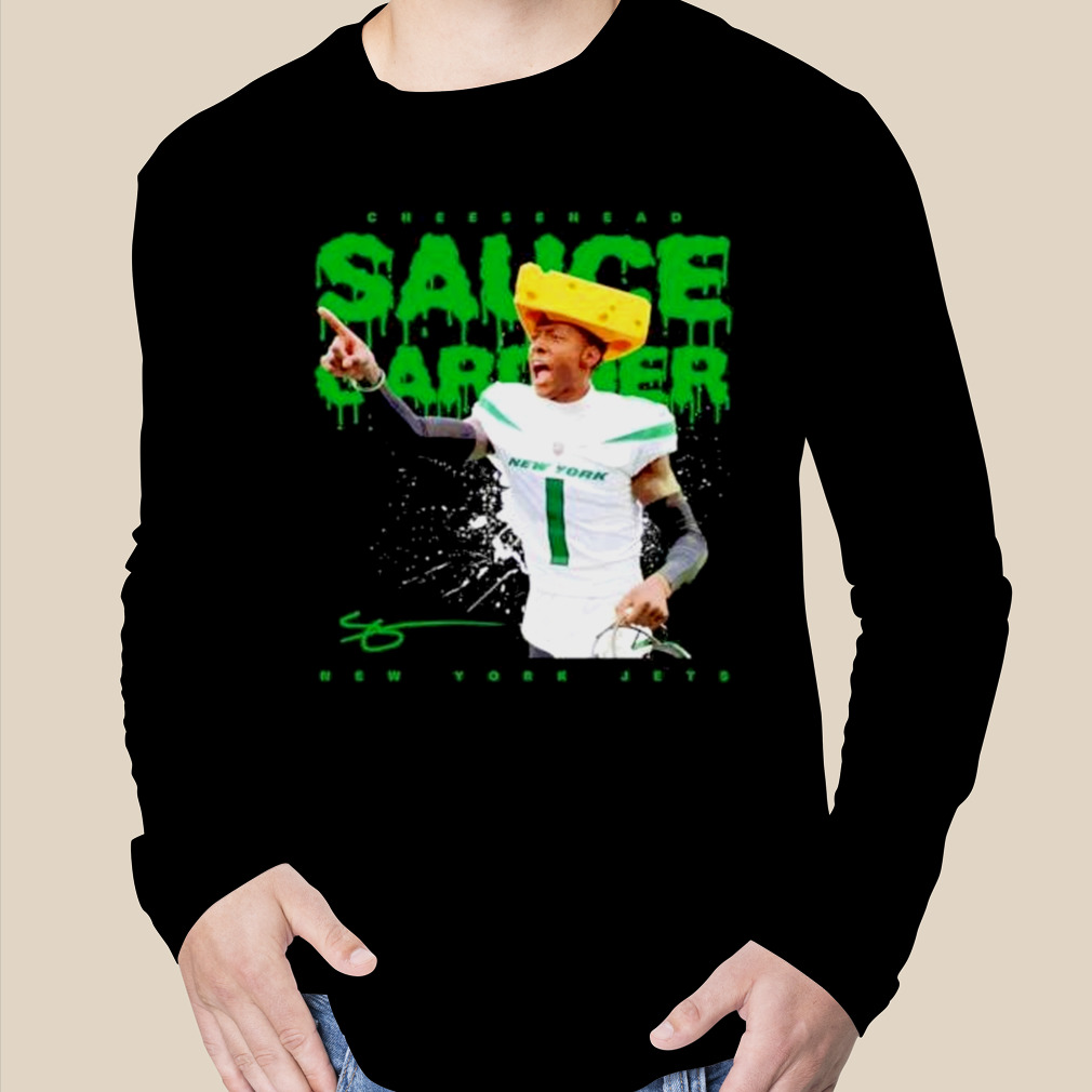 New York Jets Sauce Gardner wears cheesehead meme shirt, hoodie, sweater,  long sleeve and tank top