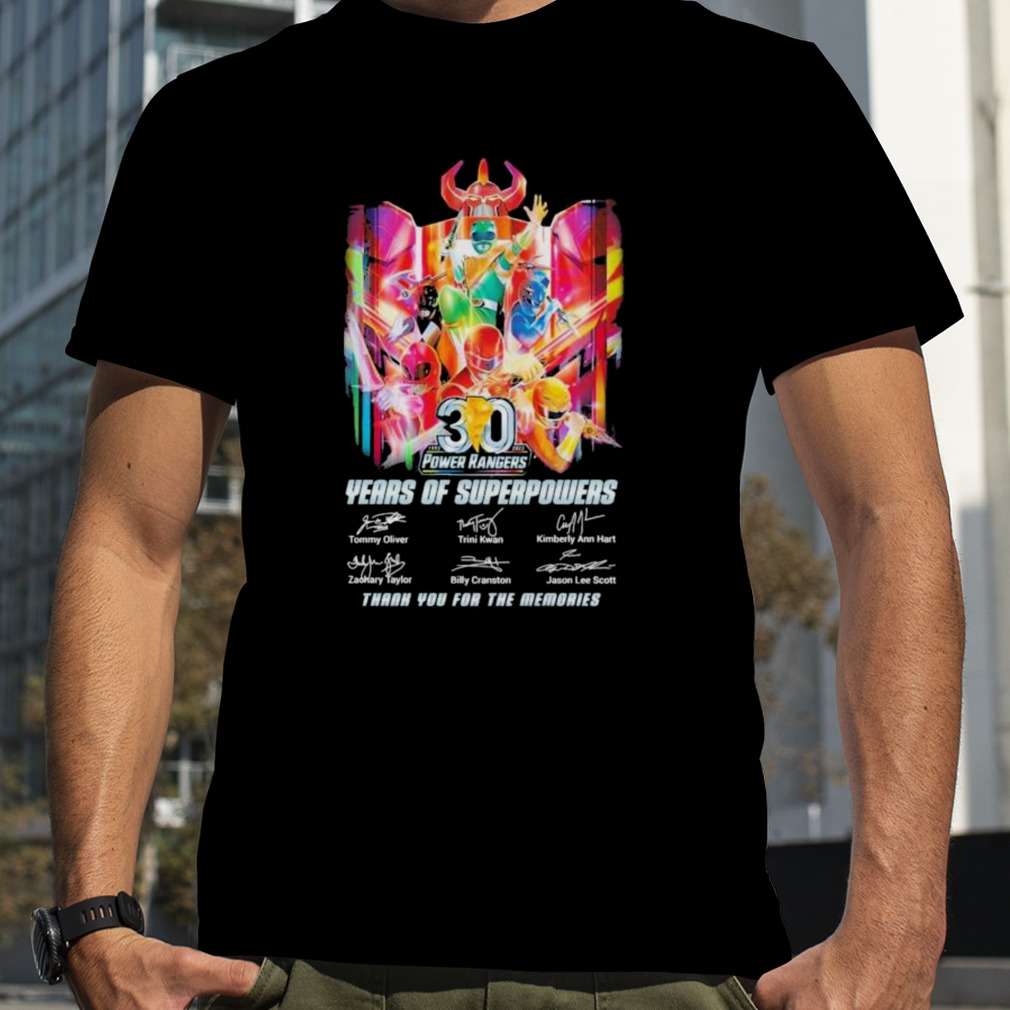 Power Rangers 30 years of superpowers Tommy Oliver thank you for the memories signatures shirt
