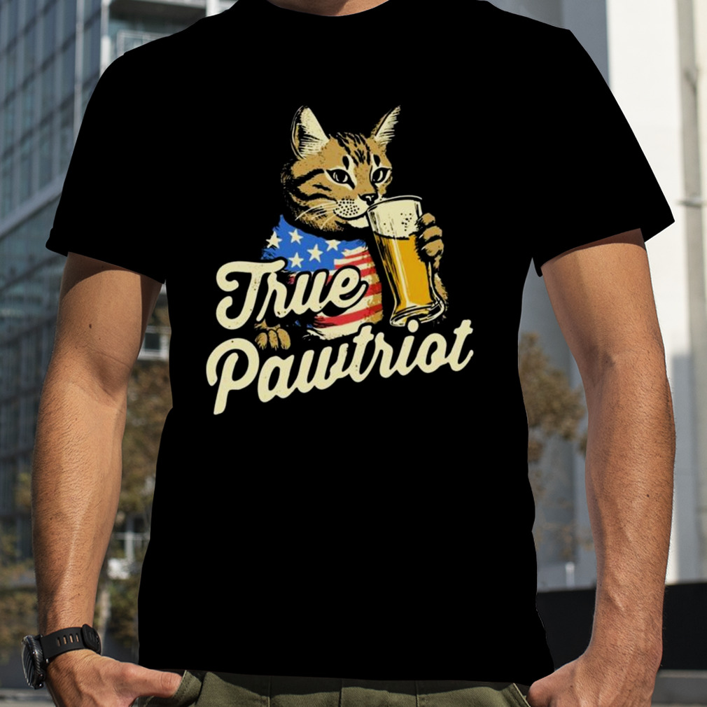 True Pawtriot Cat Beer USA Flag Shirt