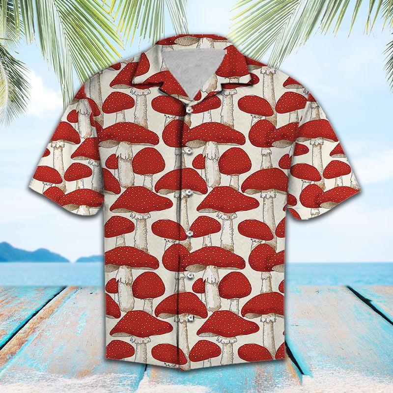 Red And White Mushrooms Hawaiian Shirt