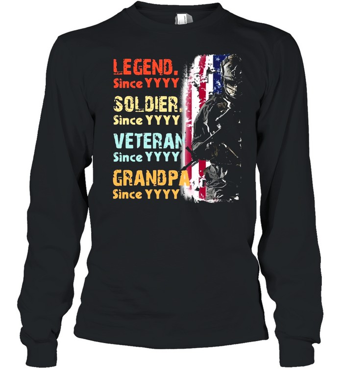 Veteran Legend Since Soldier Since Grandpa Since American Flag T-shirt