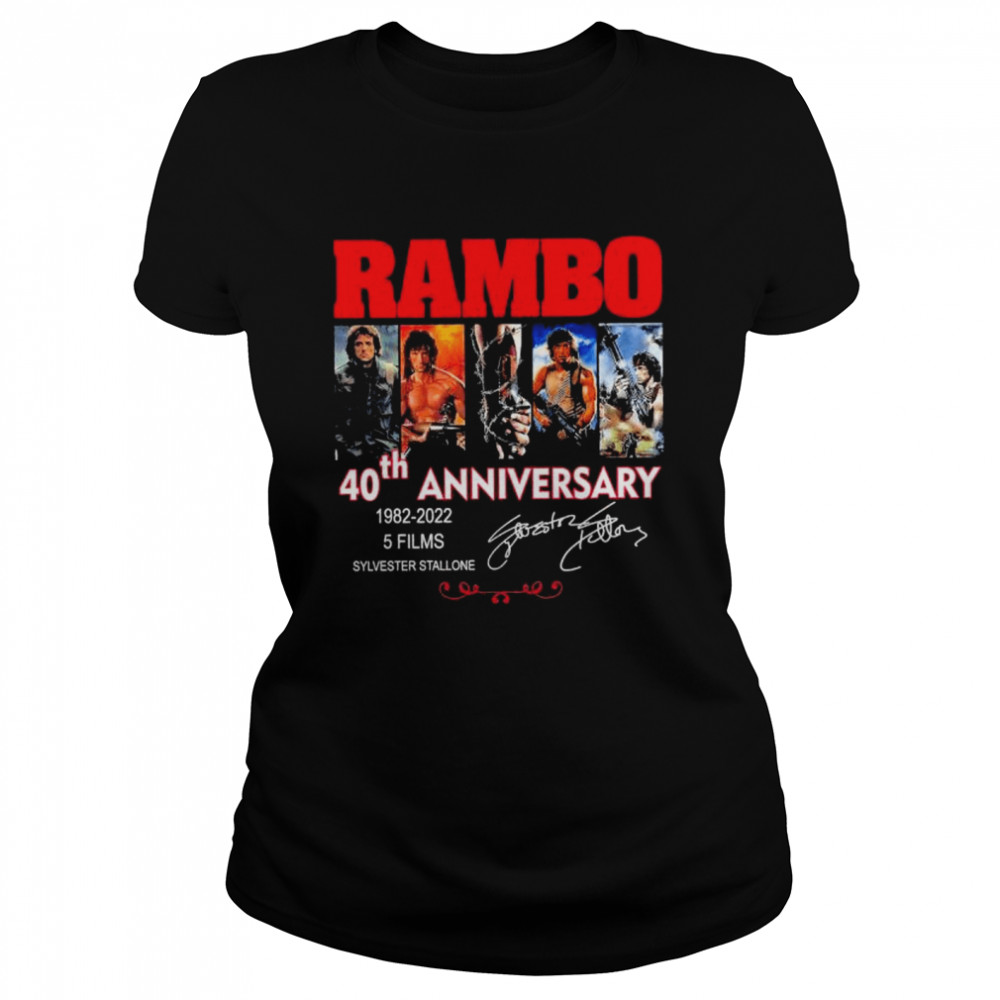 Rambo 40th anniversary 1982 2022 5 Films sylvester Stallone signatures shirt