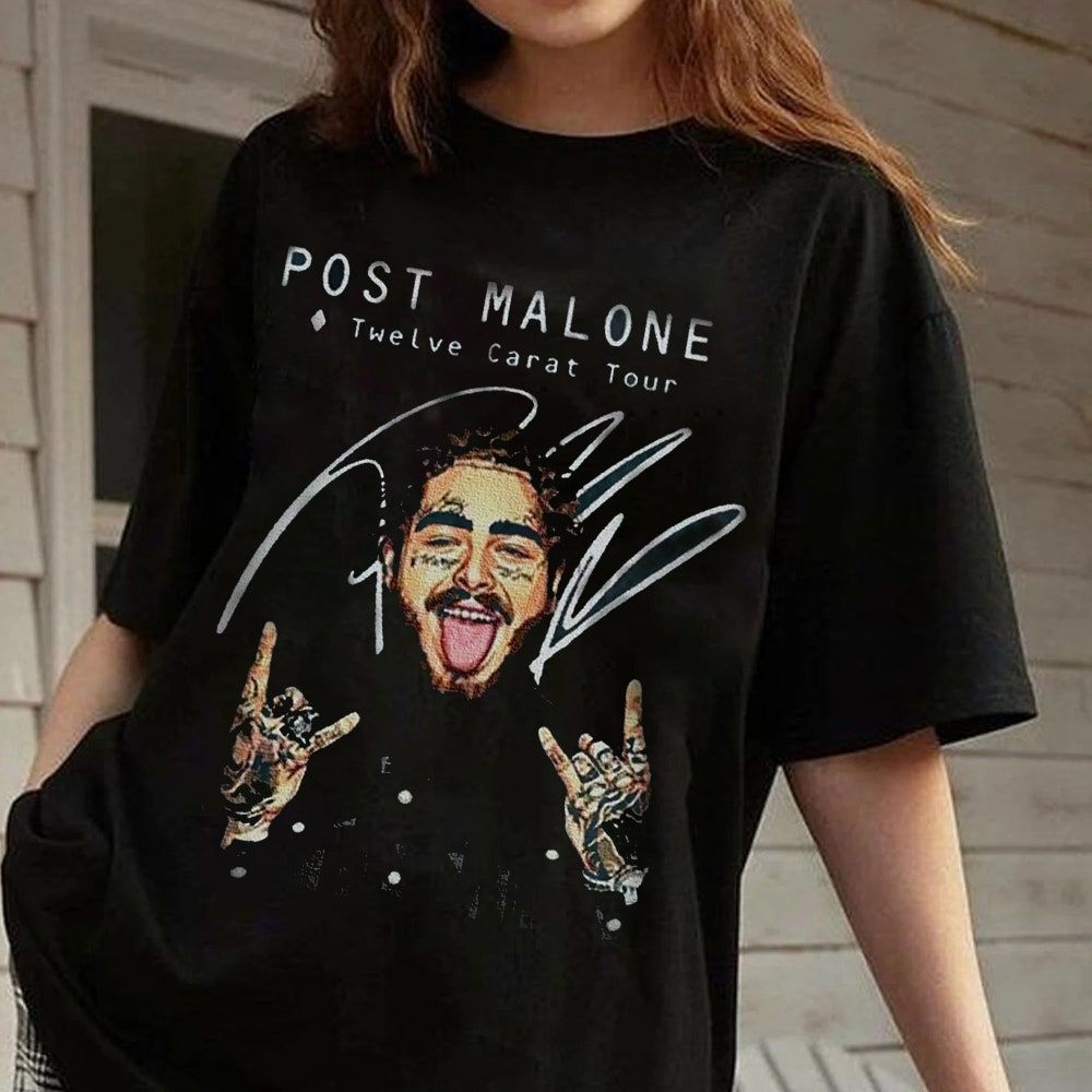 Post Malone Twelve Carat Tour 2022 Merch 2 Side W Roddy Ricch Music Tour T-Shirt