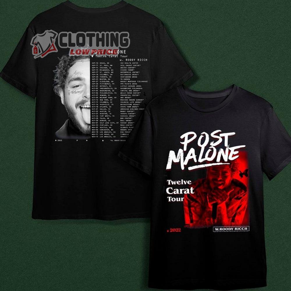 Post Malone Twelve Carat Tour Merch Setlist 2022, Post Malone Concert Omaha Pearl Jam 2022 T-Shirt