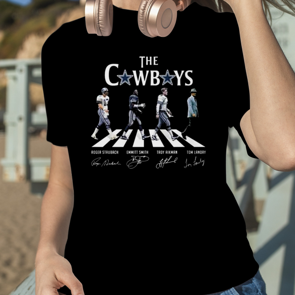 The Cowboys Abbey Road Troy Aikman Emmitt Smith Roger Staubach And Tom  Landry Shirt - Teespix - Store Fashion LLC