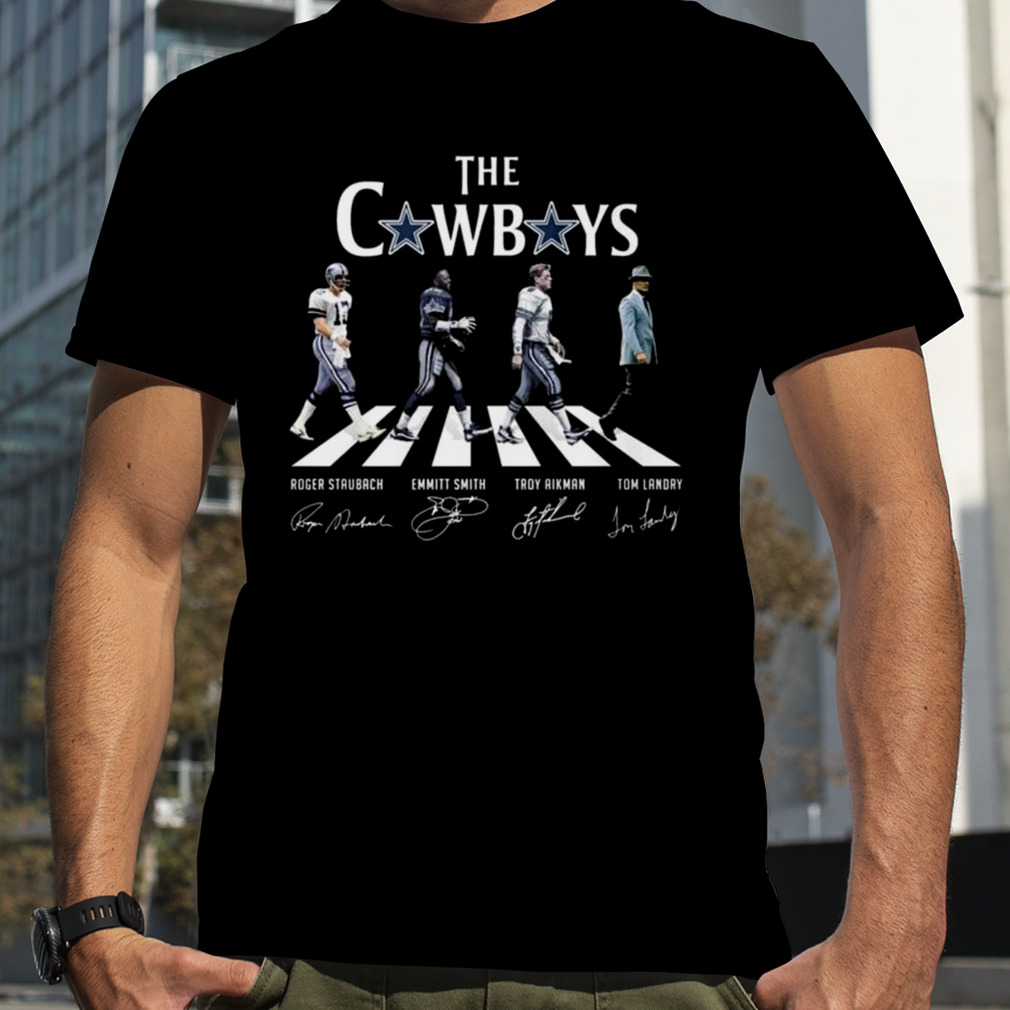 The Cowboys Abbey Road Troy Aikman Emmitt Smith Roger Staubach And Tom  Landry Shirt - Teespix - Store Fashion LLC