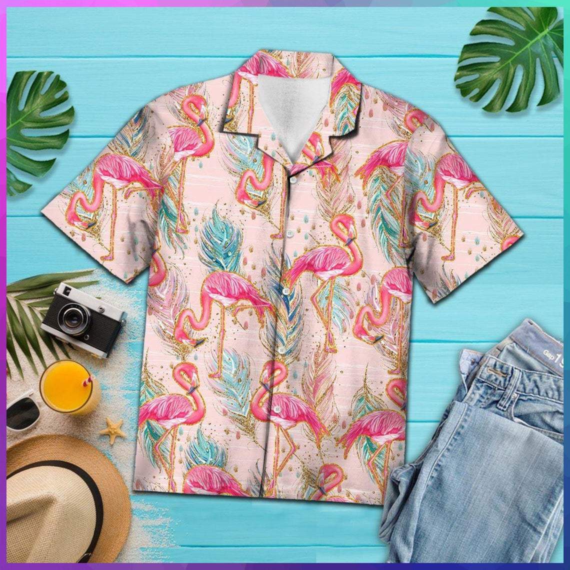 Flamingo Boho Feather Hawaiian Shirt