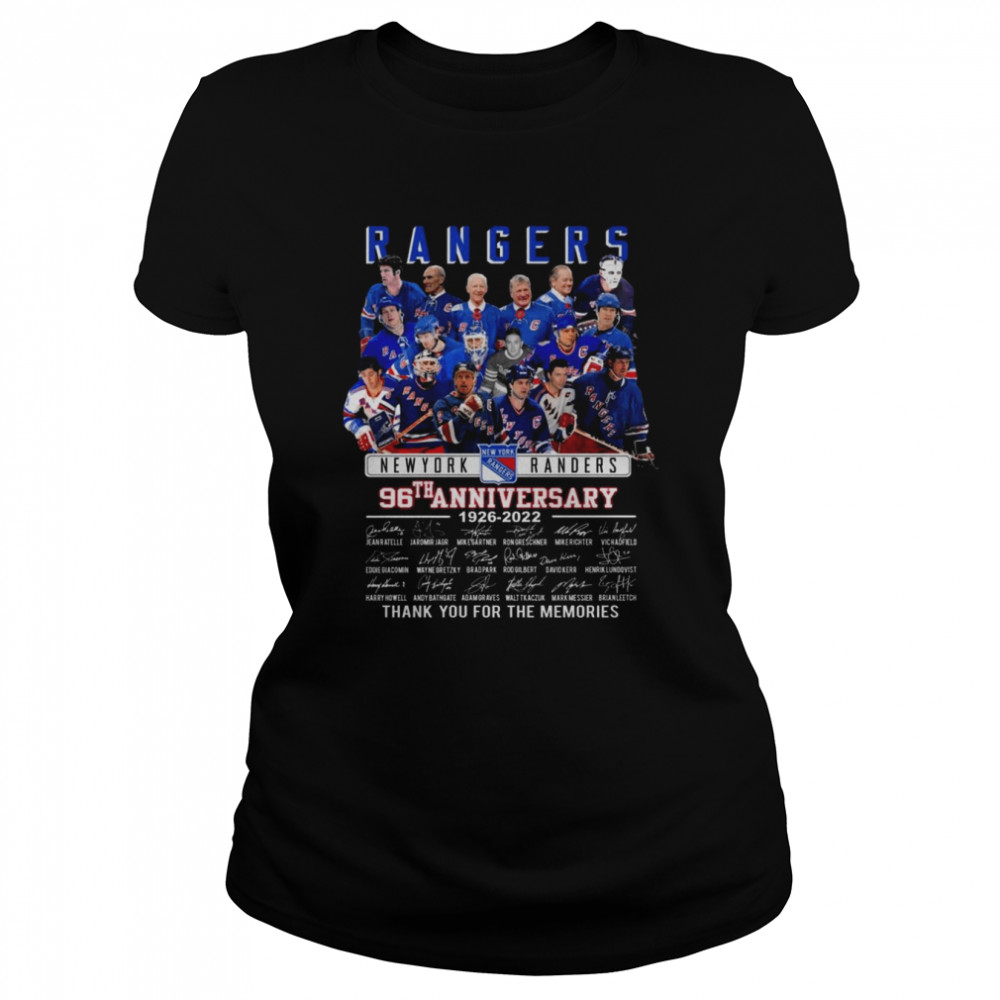 Rangers Hockey Teams 96th Anniversary 1926 2022 Signatures Thank You For The Memories Shirt