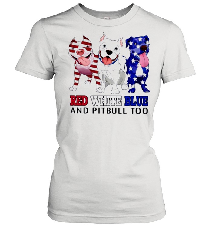 Red white blue and pitbull to american flag shirt