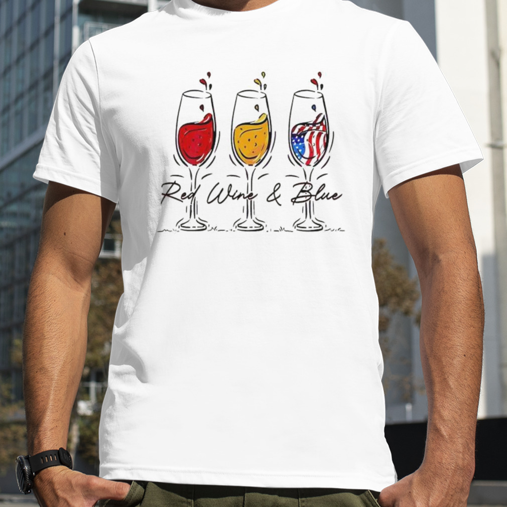 Red Wine And Blue Drinking America Shirt