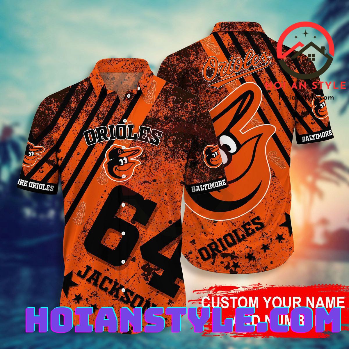 Baltimore Orioles Baseball Pattern Vintage Hawaiian Shirt Custom Name