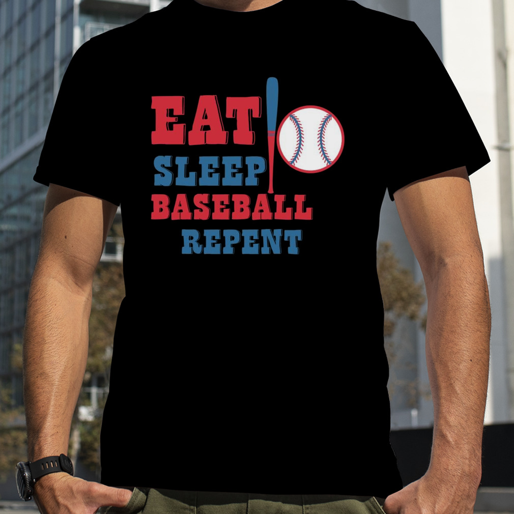 Eat sleep baseball repent logo shirt