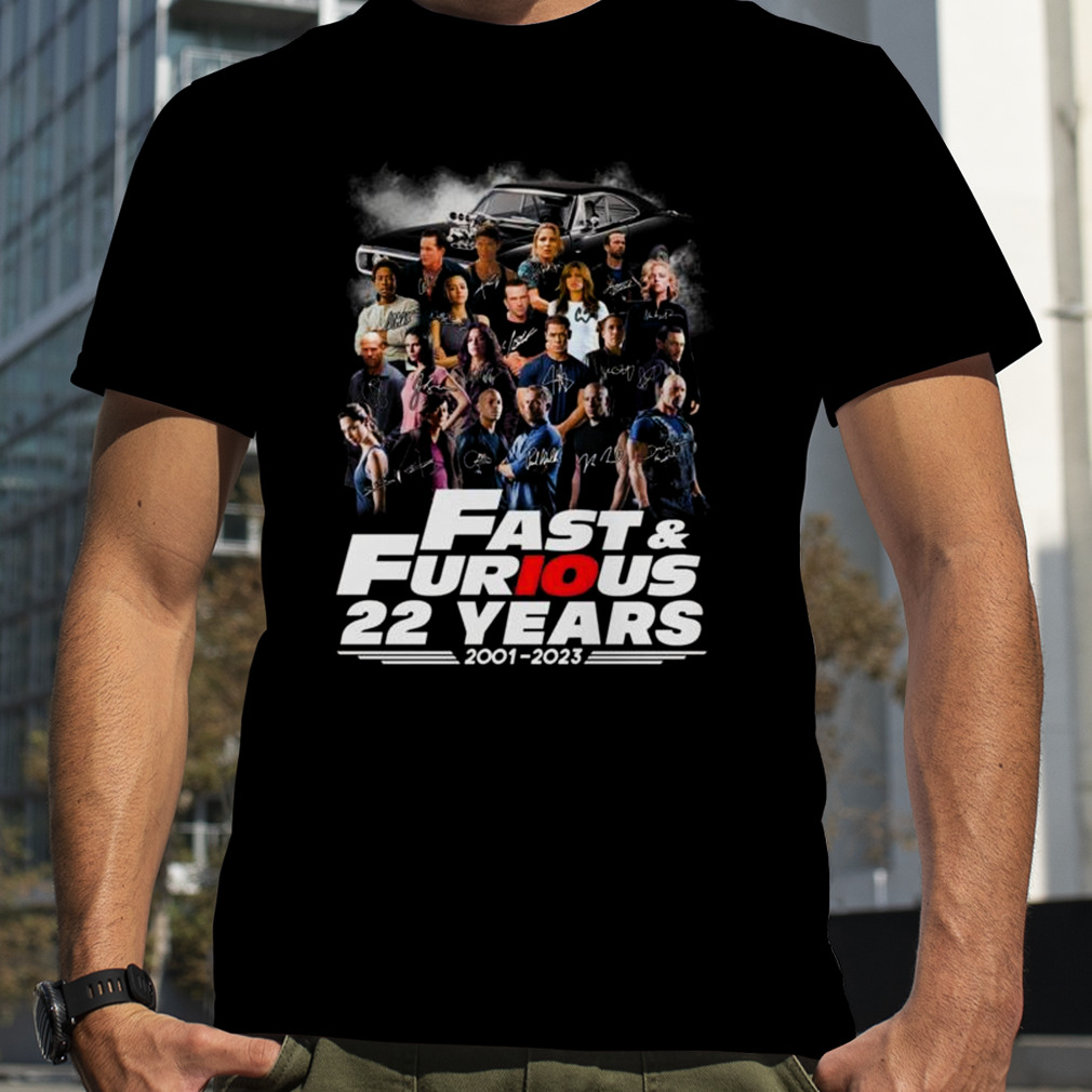 Fast and Furious 22 Years 2001-2023 signatures shirt