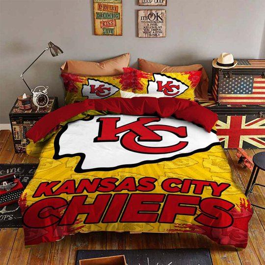 Yellow And Red Style Kansas City Chiefs Bedding Set