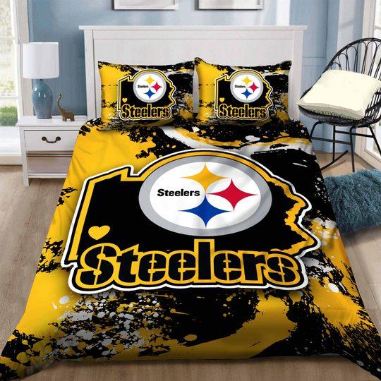 Yellow Black Style Pittsburgh Steelers Bedding Set