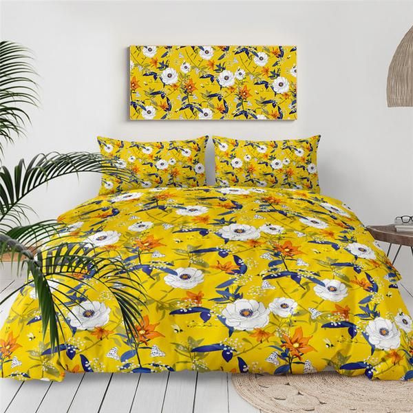 Yellow Floral Cotton Bedding Sets