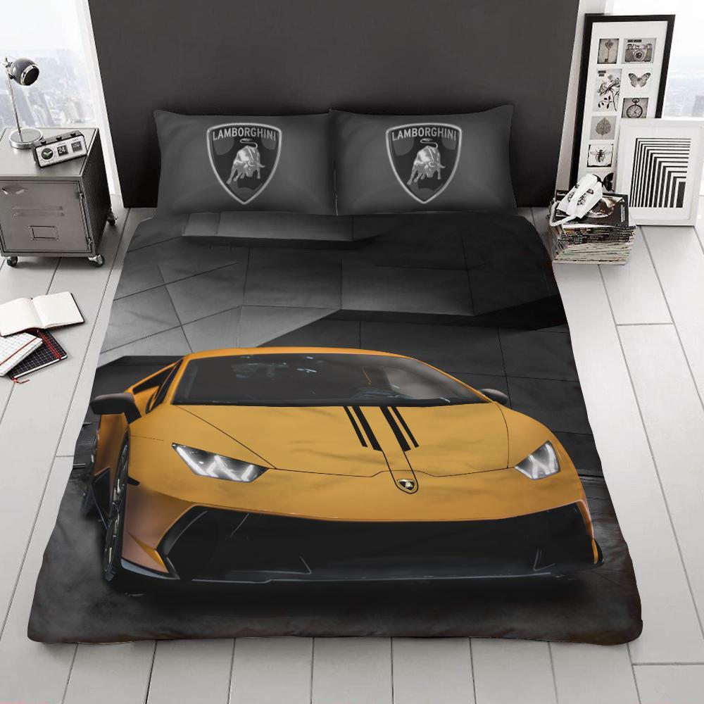 Yellow Lamborghini Car Bedding Set