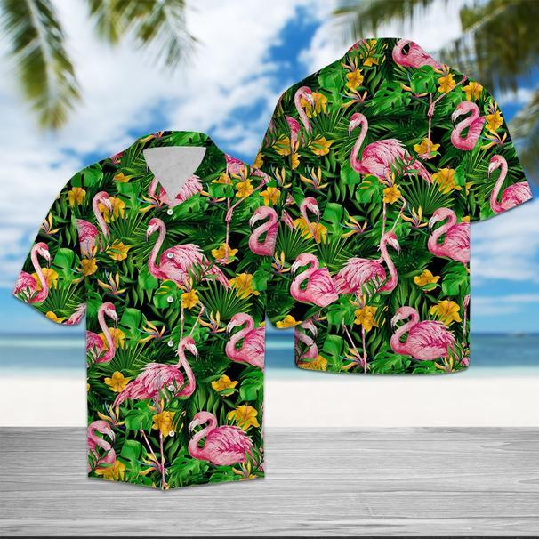 Flamingo Tropical Wild Flower Hawaiian Shirt