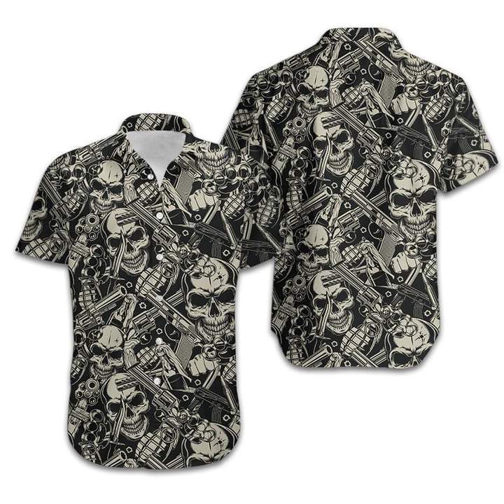 Guns And Skulls Pattern Hawaiian Shirt