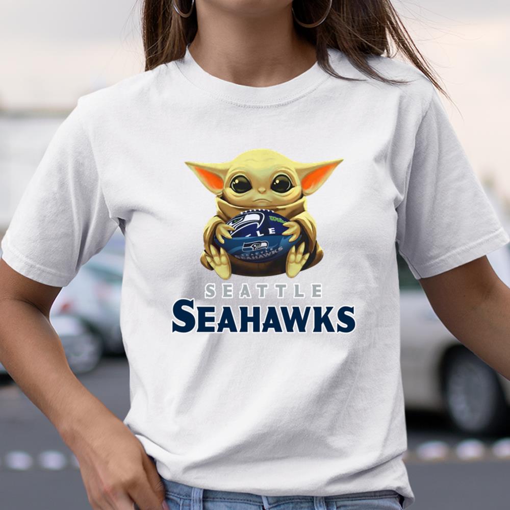 NFL Football Seattle Seahawks Darth Vader Baby Yoda Driving Star Wars Shirt  Youth T-Shirt