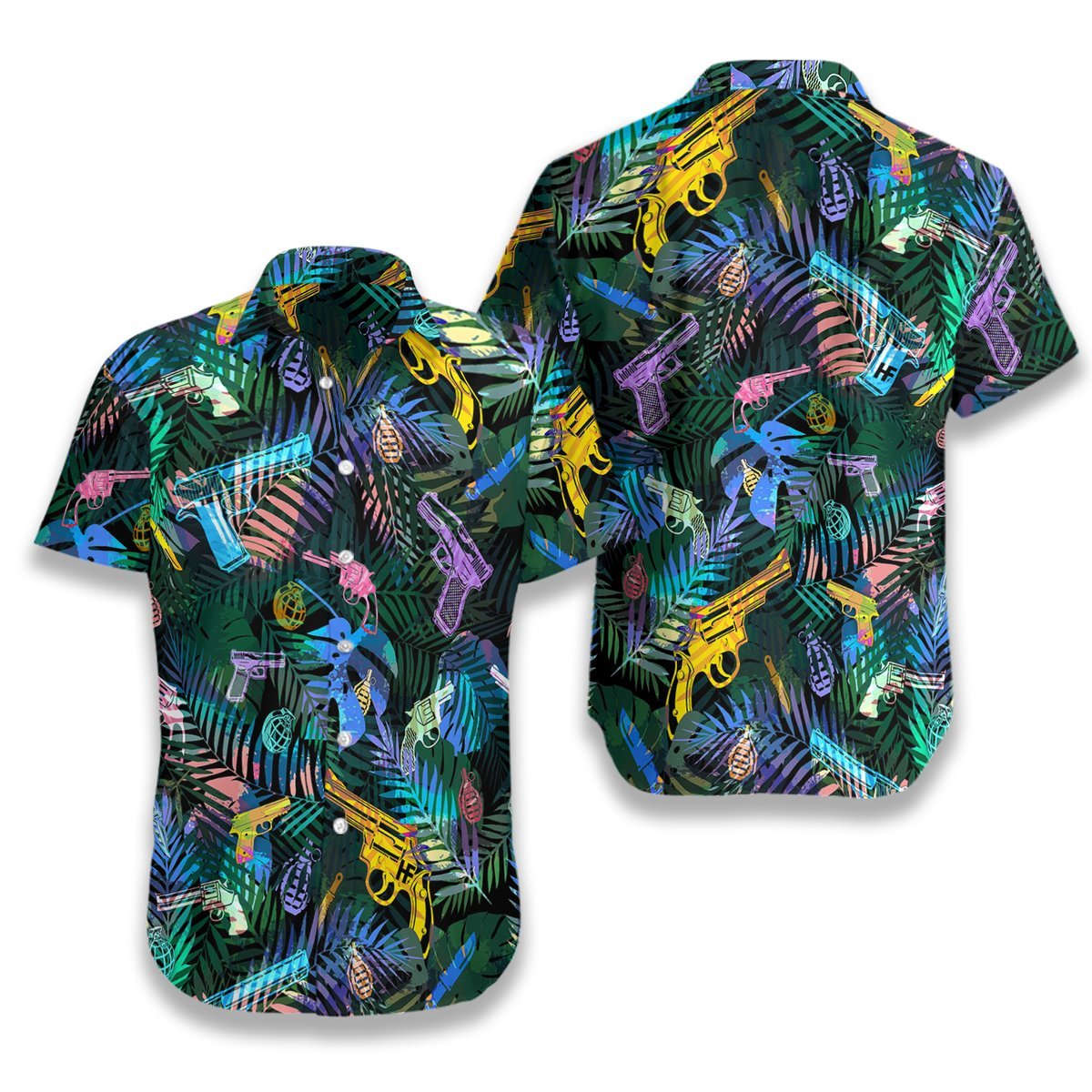 Tropical Gun Lover Pattern Hawaiian Shirt