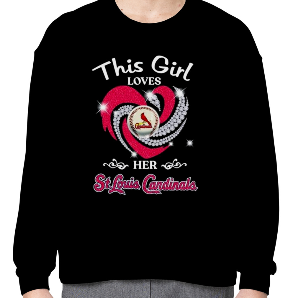 St. louis cardinals 2023 this girl loves her st. louis cardinals heart  diamond T-shirts