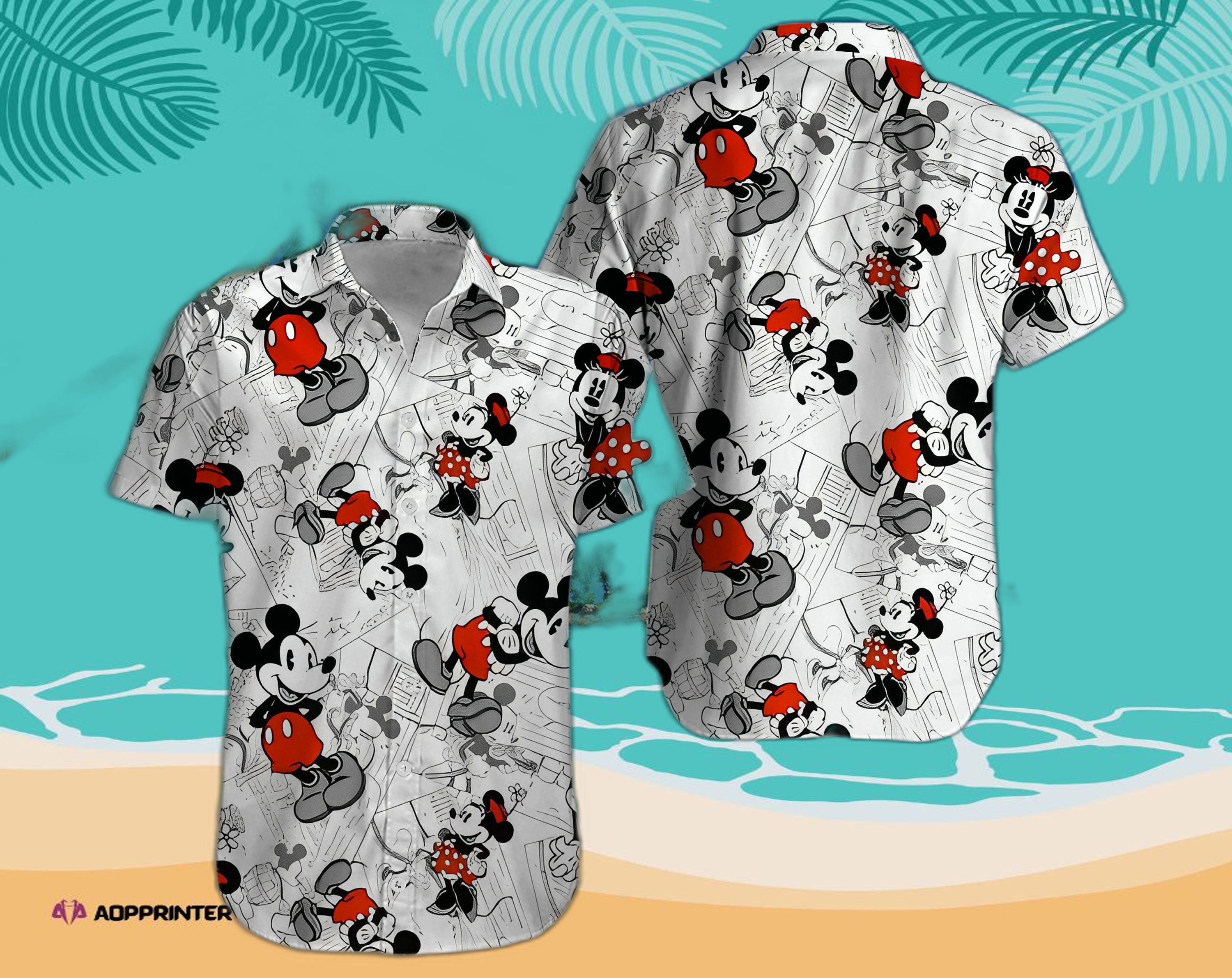 mickey mouse floral shirt