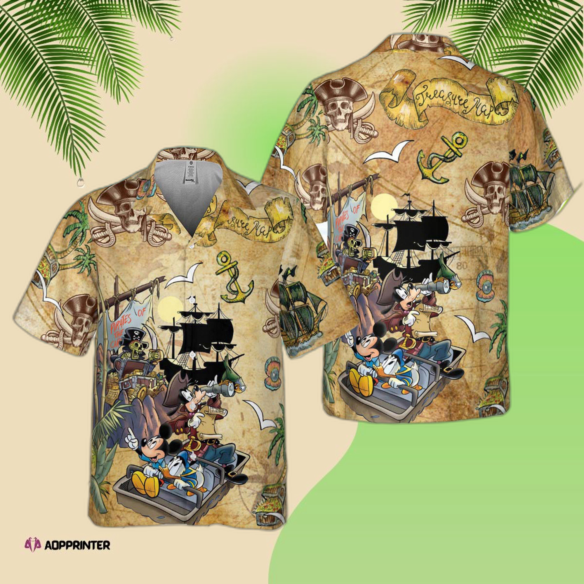 Retro Pirated Of The Caribbean Mickey And Friends Hawaiian Shirt