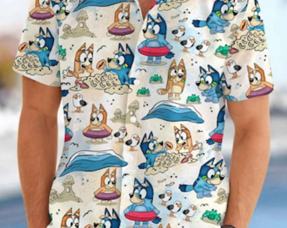 Father Day Bluey Sandcastles And Crabs Beach Printed Hawaiian Shirt - Aopprinter
