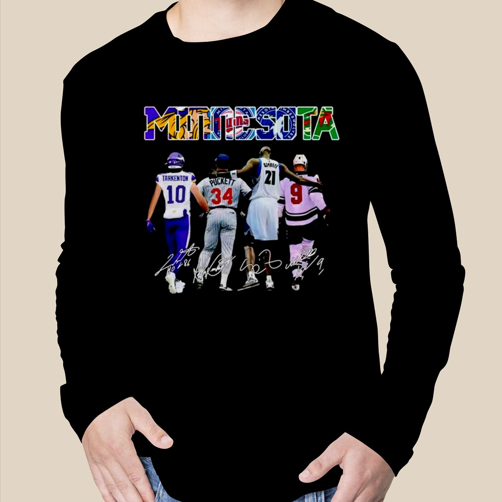 Minnesota sports teams Fran Tarkenton Kirby Puckett Kevin Garnett Mikko  Koivu signatures shirt, hoodie, sweater, long sleeve and tank top