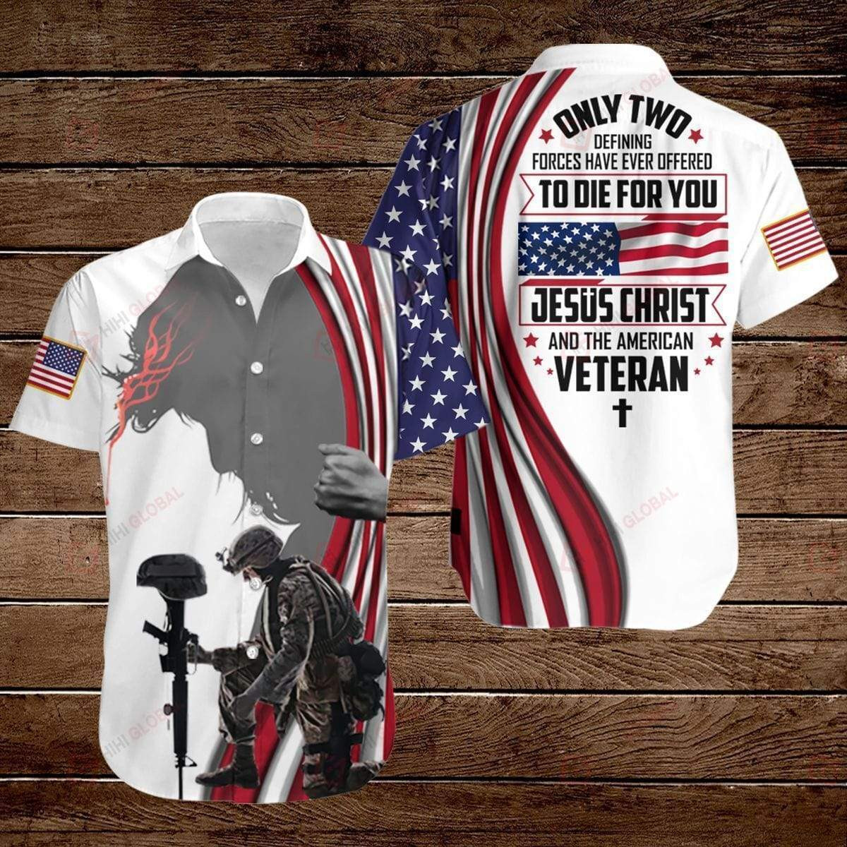 Only Two Defining Jesus Christ And The American Veteran All Over Print 3D  Hoodie