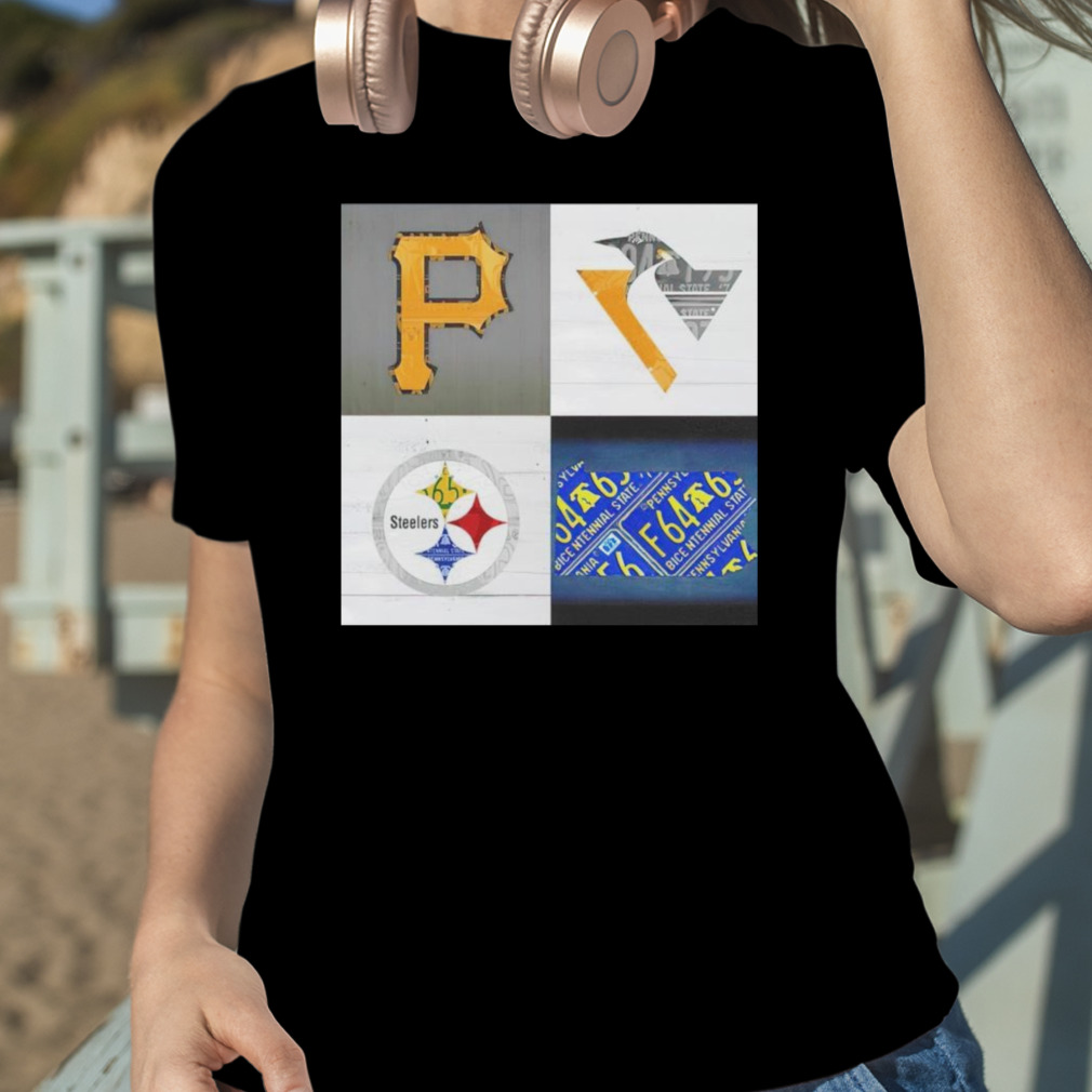 Pittsburgh Sports Team Logo Art Plus Pennsylvania Map Pirates Penguins Steelers  T-Shirt by Design Turnpike - Pixels