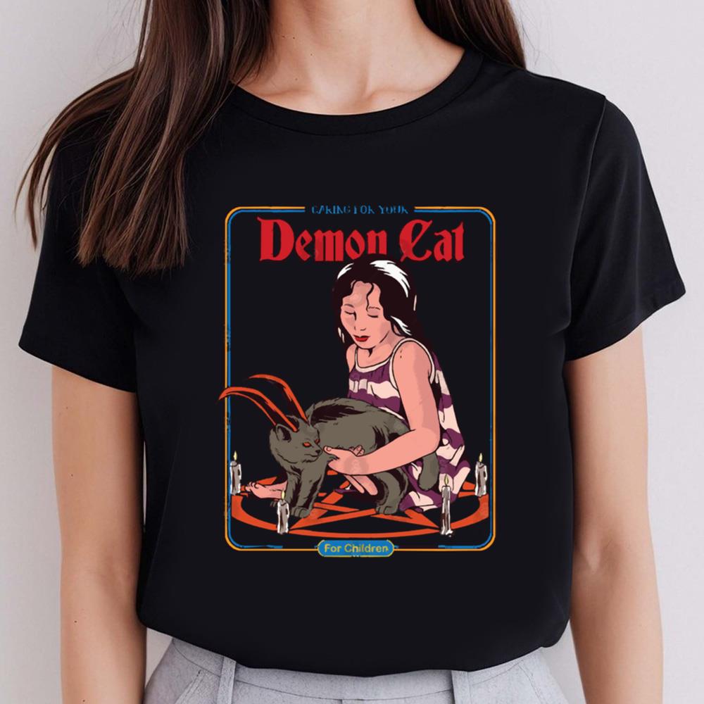 Caring For Your Demon Cat Vintage Parody T shirt
