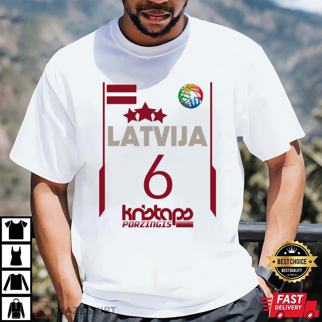 Kristaps Porzingis Retro Latvia Euro Style Basketball Design T-Shirt
