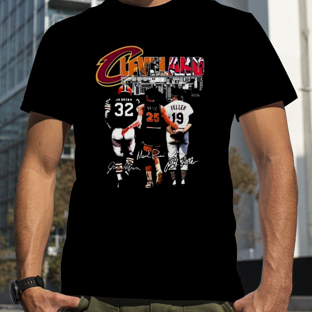 Cleveland Browns Jim Brown Cavaliers Price And Guardians Feller Signatures  2023 Shirt