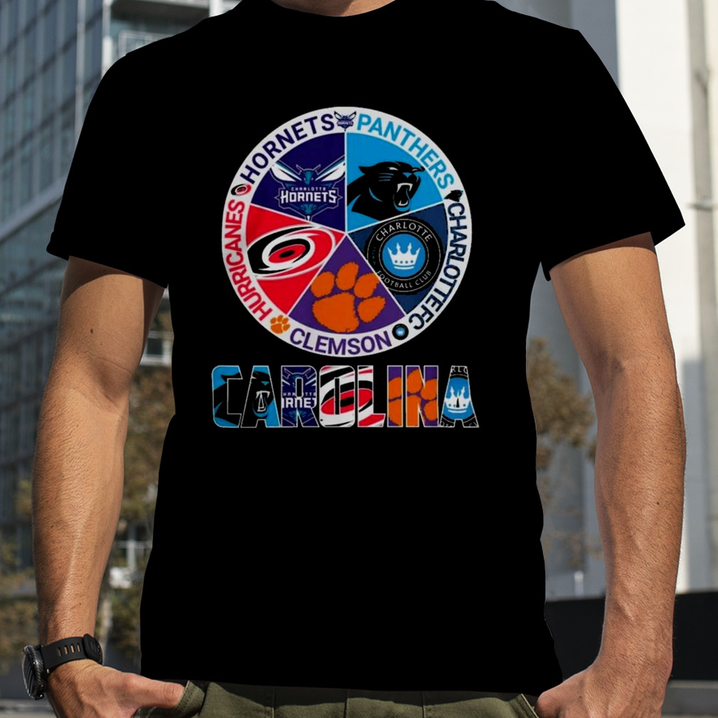 Carolina Panthers Hornets Hurricanes Gamecocks Charlotte Fc 5 teams sports  circle logo shirt, hoodie, sweater, long sleeve and tank top