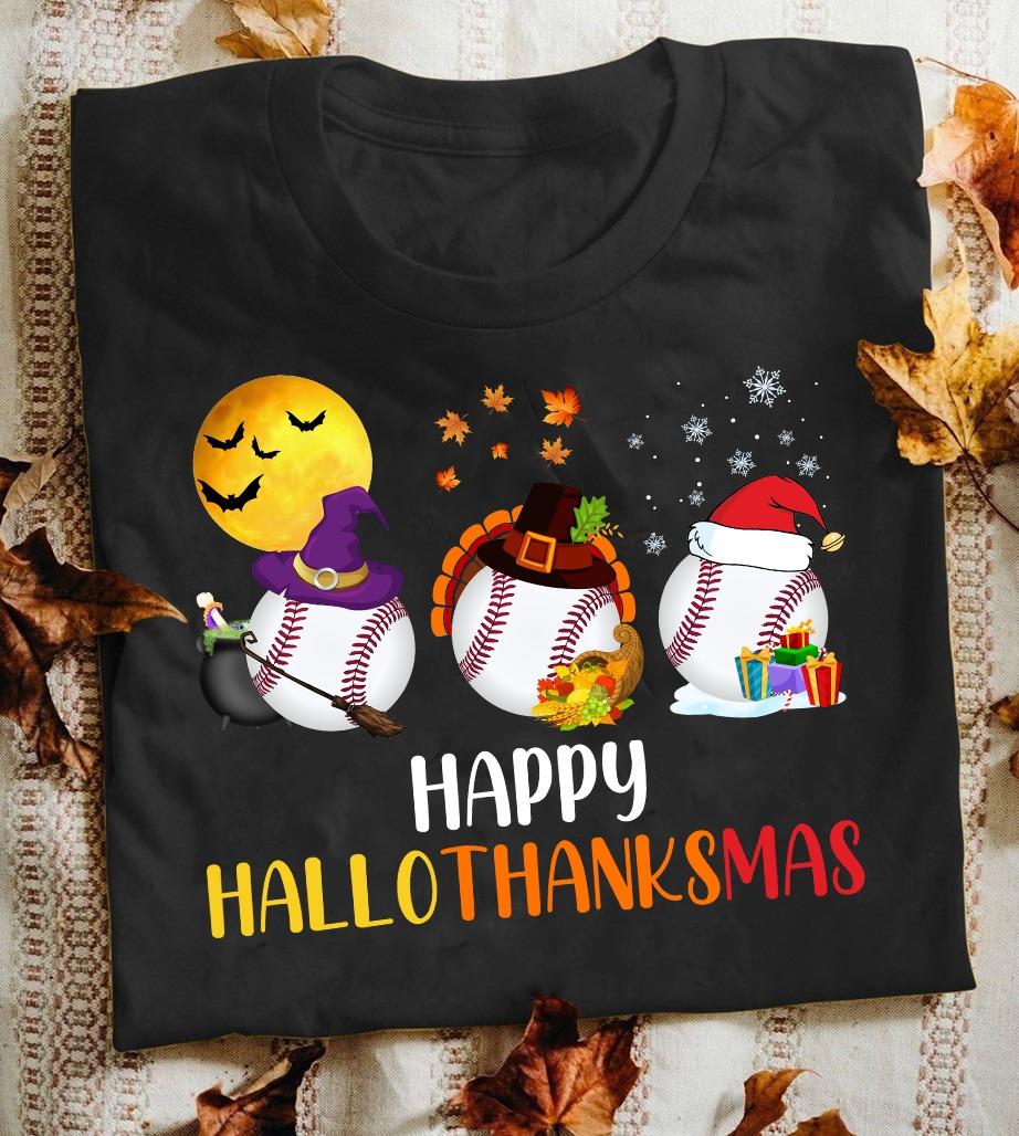 Halloween Baseball, Thanksgiving Gift - Happy hallothanksmas