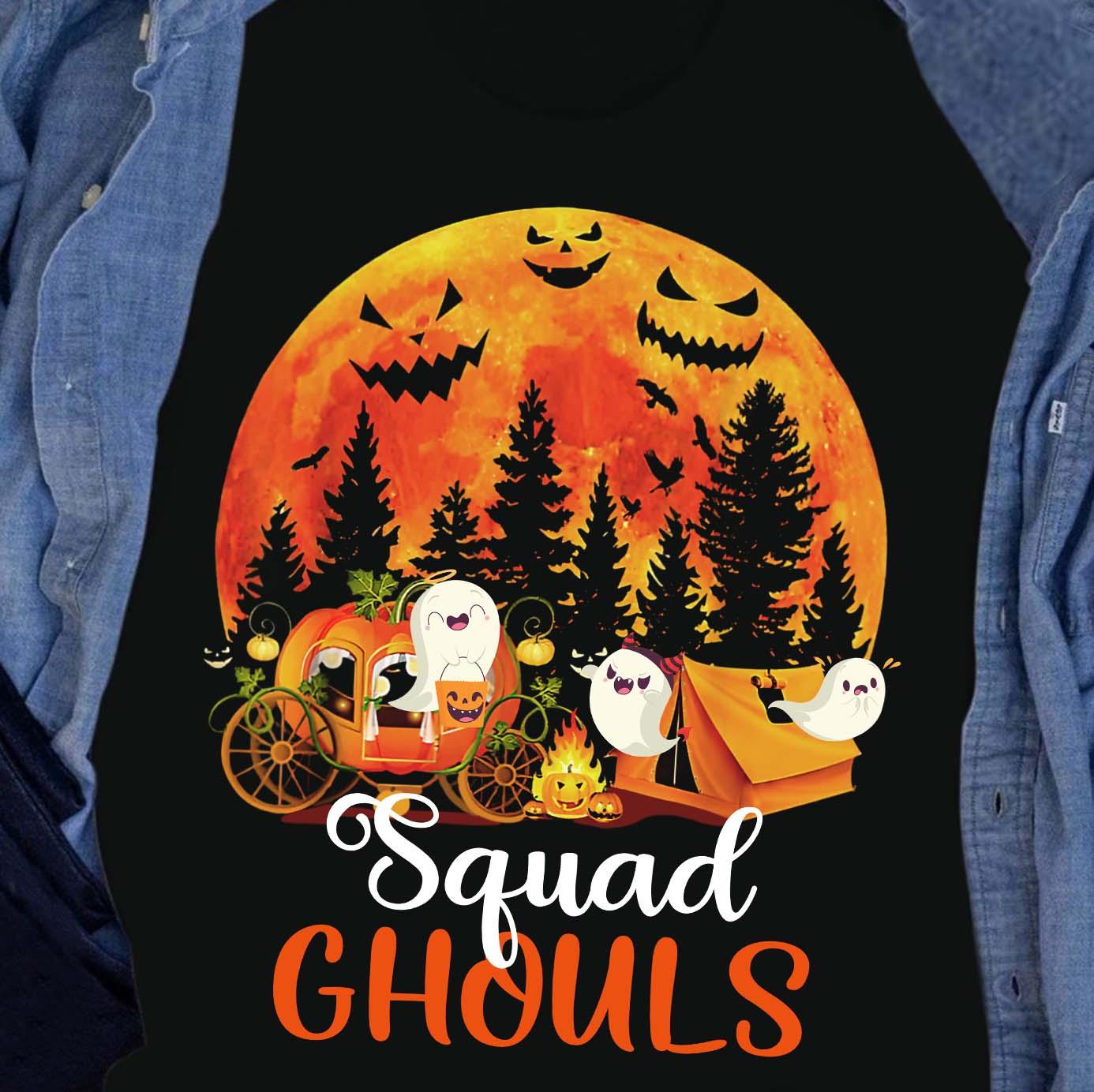 Halloween Camping Gift, Spooky White Ghost - Squad ghouls