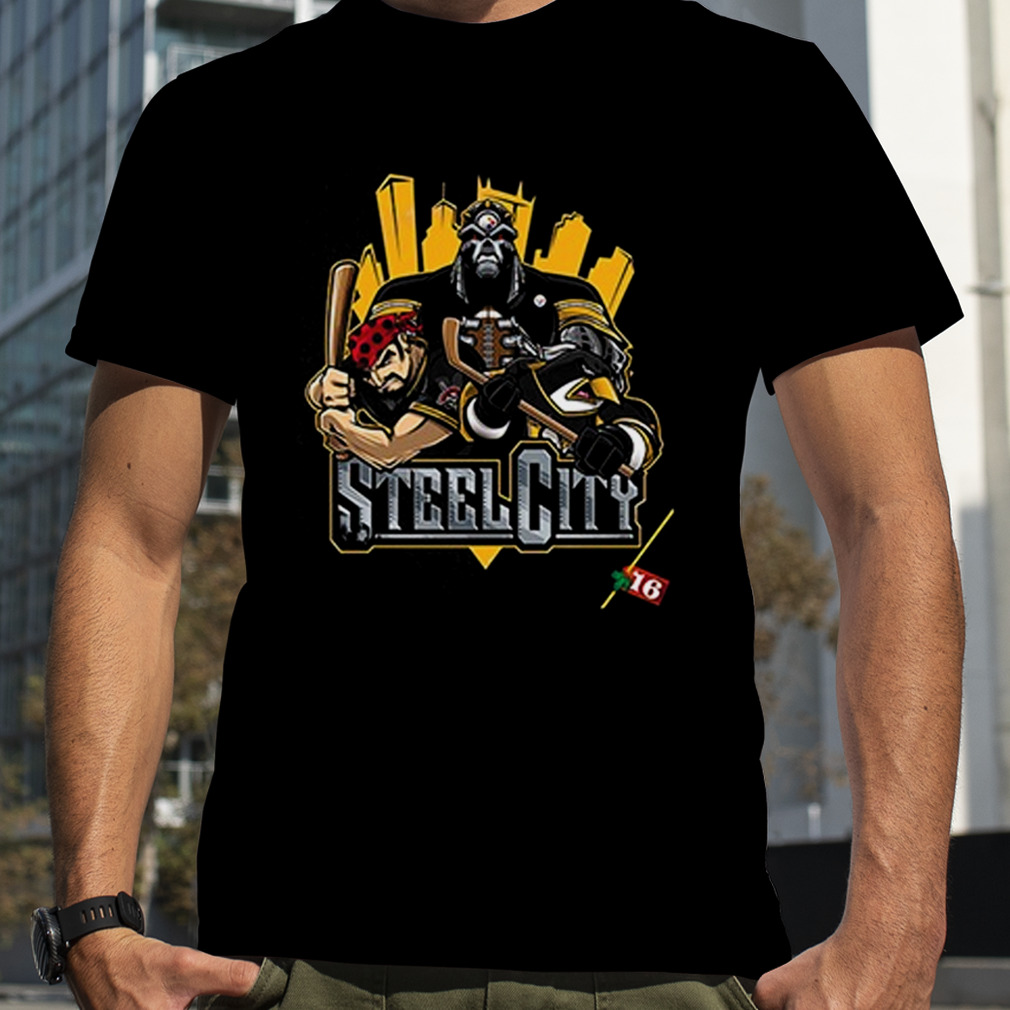 Pittsburgh Steelers x Pittsburgh Penguins x Pittsburgh Pirates art by Eric  Poole Fan Gifts T-Shirt - Masteez