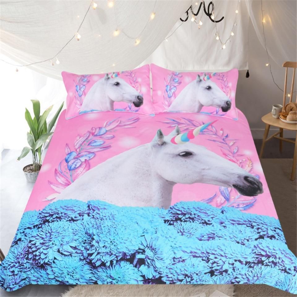 3D Blue Daisy Cotton Bedding Sets