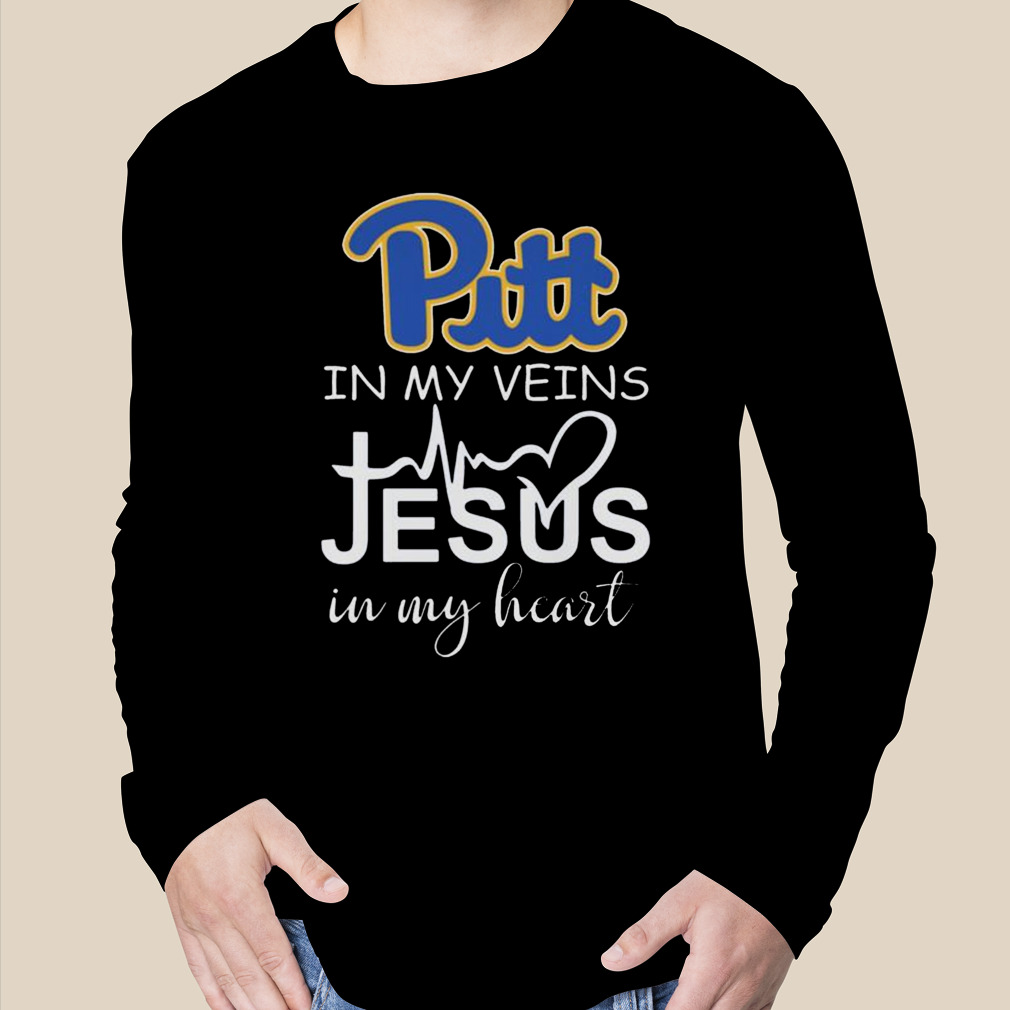 Official pittsburgh panthers logo 2023 in my veins Jesus in my heart T- shirts, hoodie, tank top, sweater and long sleeve t-shirt