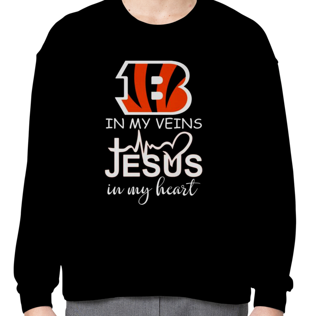 Cincinnati Bengals Logo 2023 In My Veins Jesus In My Heart Shirt