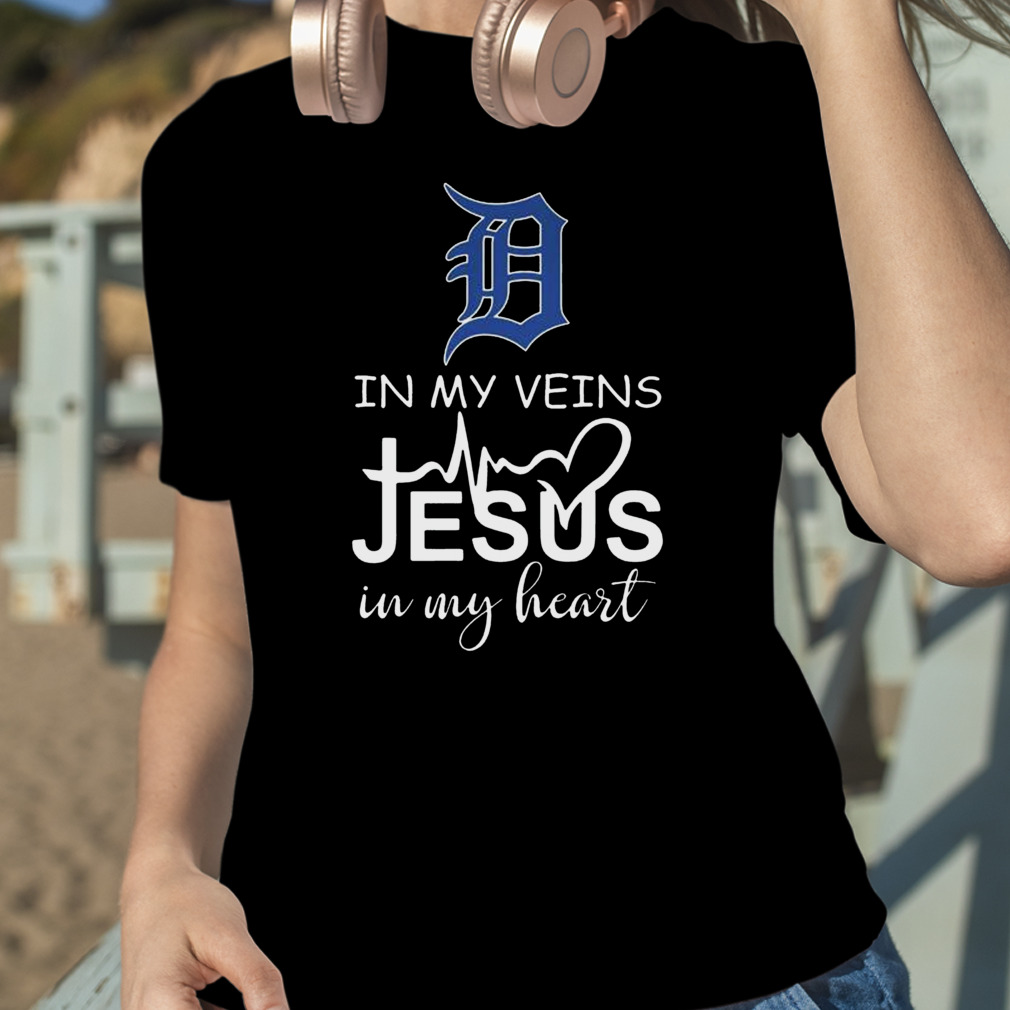 Detroit Tigers Logo 2023 In My Veins Jesus In My Heart Shirt - Peanutstee