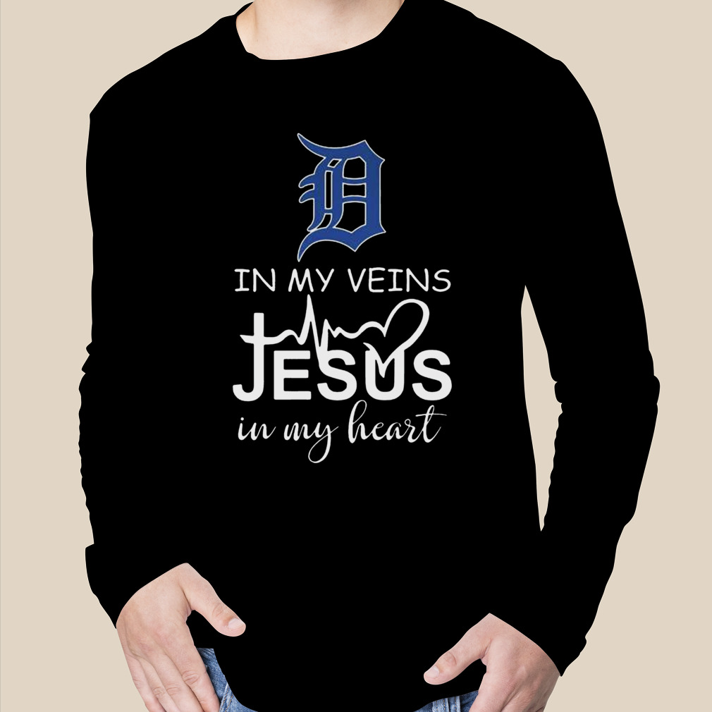 Detroit Tigers Logo 2023 In My Veins Jesus In My Heart Shirt - Peanutstee