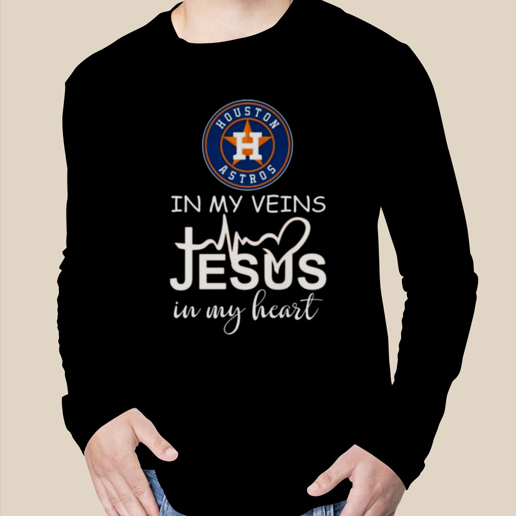 Houston Astros Logo 2023 In My Veins Jesus In My Heart Shirt